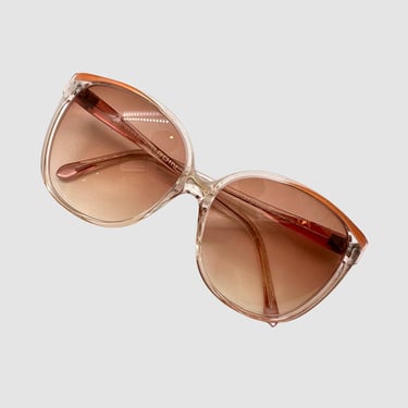 1970s Pierre Cardin Oversized Sunglasses, Gradient Resin Glasses Frames | French Fashion Designer Vintage, Paris France, Pink Gradient Lens 