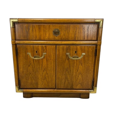 Vintage Drexel Accolade Nightstand FREE SHIPPING - Campaign Style End Table Wood & Brass Furniture 