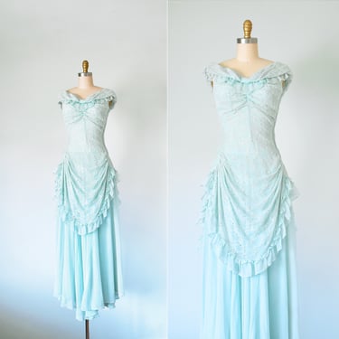Harlene 1940s eyelet chiffon dress, 1940s dress, 1930s maxi dress, dress women formal, fairycore dress, erstwhile style 