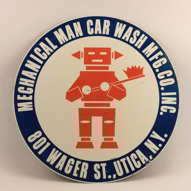 1950s Mechanical Man Car Wash Manufacturing Co Advertising Sign Utica NY 