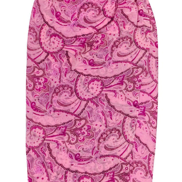 Oscar de la Renta - Pink Paisley Print Silk Midi Skirt Sz 4