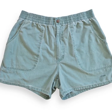 vintage shorts / OP shorts / 1990s sage green cotton OP shorts elastic surf shorts XL 