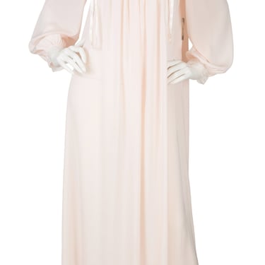 Christian Dior Lingerie NWT 1980s Vintage Peach & White Lace Balloon Sleeve Nightgown Sz M 