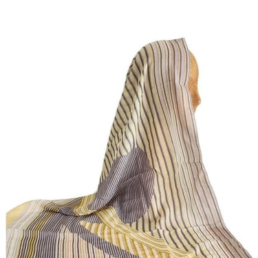 Vintage Nina Ricci Silk Scarf Yellow Gray Stripe NWT 