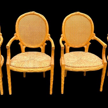 Striking set of four faux bois dining chairs - made in Spain 
