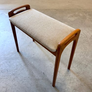 Danish Teak &amp; Fabric Piano Bench / Vanity Stool - #A1775