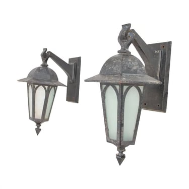 Rare Pair of 1920s Outdoor Sconces