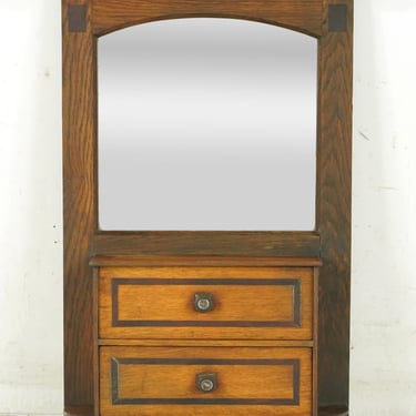 Vintage Wall Mounted Oak Mirrored Shaving Medicine Cabinet