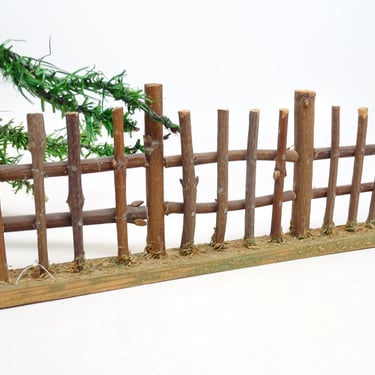 Antique 1940's German Section of Twig Fence for Feather Christmas Tree or  Putz or Nativity Creche, Vintage Holiday Decor 