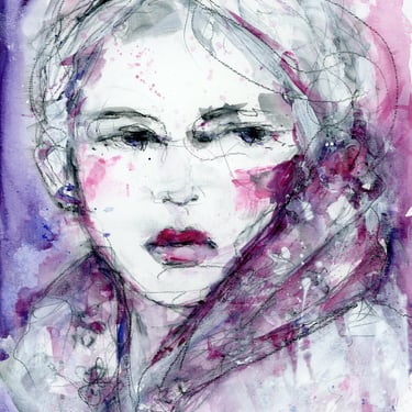 Expressive Female Portrait Painting - Mixed Media Portrait Woman - Colorful Art - Art Gifts - APPROX 8x10 - Ready to Frame Original Art 