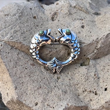 Vintage Mexican Sterling Silver and Tigers Eye Stone Round