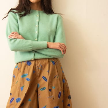 1980s Krizia Khaki Novelty Print Culottes 