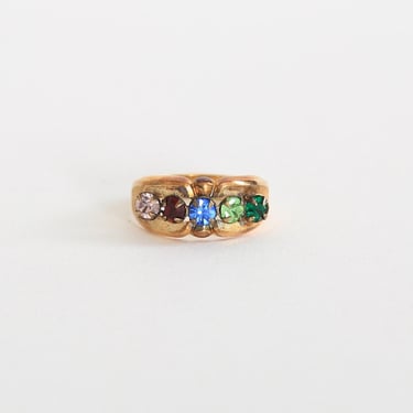 Vintage 14K Gold electroplate gemstone Mother Ring | 14K Gold Birthstone ring sz. 9 