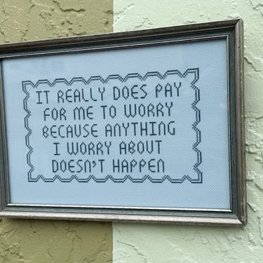 Really Does Pay Needlepoint Framed Art