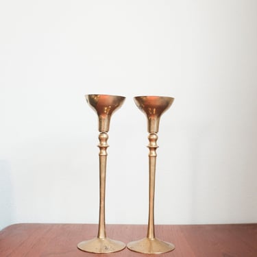 Vintage Brass Twisted Candle Holders / Barley Twist 