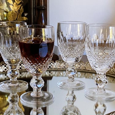 Set of 4 Vintage Waterford Crystal Sherry Glasses - Colleen Fine Cut Luxury Stemware - Discontinued Elegant Pattern 