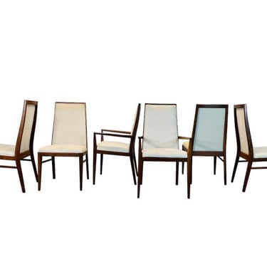 Mid Century Modern Milo Baughman for Dillingham Manufacturing Set of Six Walnut Dining Chairs 