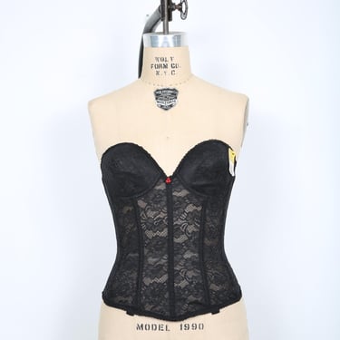 Vintage Black Lace Bra Bustier Corset Top Lingerie Streetwear Rave Hip Hop Concert Festival Coachella Stagecoach 