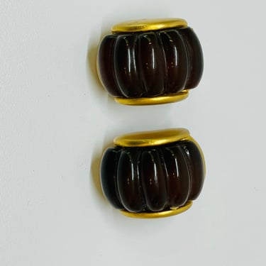 Givenchy Brown and Gold Clip On Earrings