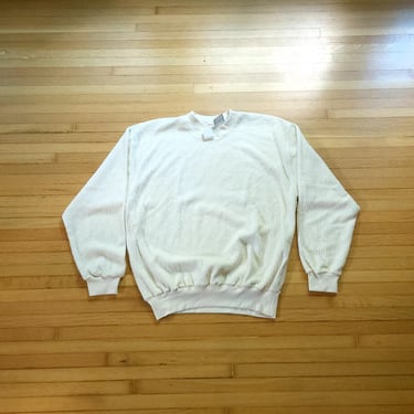 Vintage 1980's 1990's Deadstock NWT White Terry Cloth Towel Sweatshirt / S / Pullover 