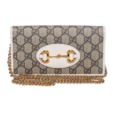 Gucci - Beige &amp; Cream Horsebit 1955 Wallet On Chain Crossbody Bag