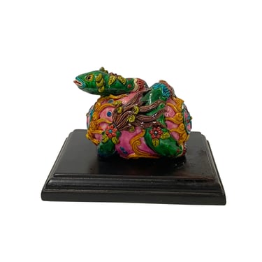 Handmade Green Small Ceramic Artistic Snake Figure Display Art ws3378E 