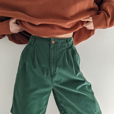Vintage Faded Evergreen Pleated Shorts