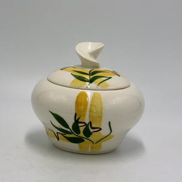 vintage Blue Ridge sugar bowl with yellow flowers 