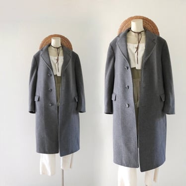 charcoal wool oversized coat - vintage 80s 90s unisex mens womens gray trench jacket overcoat 