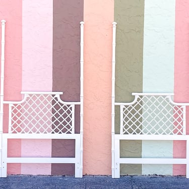 Pair of Ficks Reed Rattan Spindle Twin Headboards | Palm Beach Regency ...