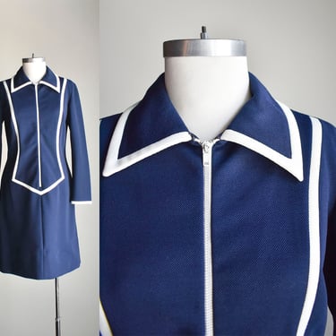 1960s Navy Blue Longsleeve Mod Dress 