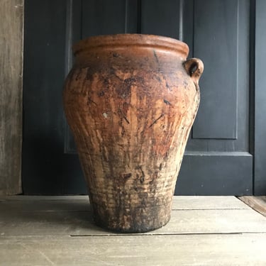 Antique Terra Cotta Pottery Jug, Pot, Urn, Rustic European Farmhouse, Farm Table 