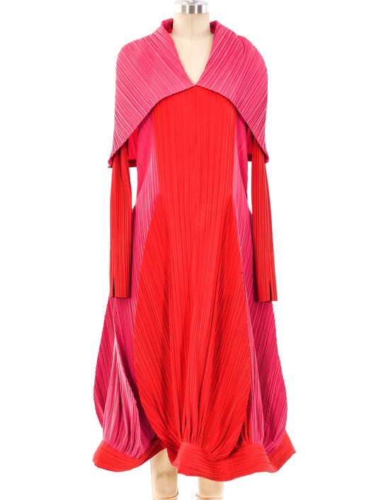 Issey Miyake Sculptural Plisse Colorblock Dress