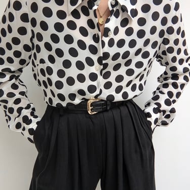 Polka Dot Sheer Silk Blouse