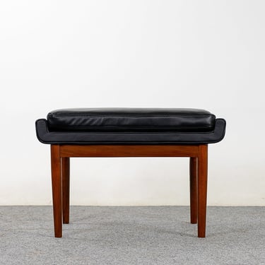 Danish Leather & Teak Footstool - (323-123.1) 