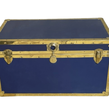 Vintage Blue Steamer Foot Locker Cedar Trunk Chest GU180-37