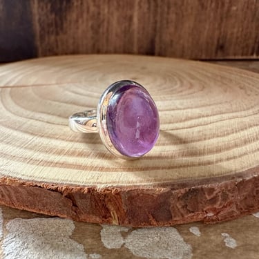 HEALING OVAL Amethyst Sterling Silver Ring | Handcrafted in India | Healing, Stress Relief, Courage | Size 8 