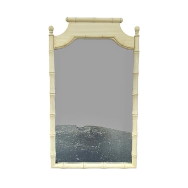 Faux Bamboo Mirror by Dixie 45x26 LOCAL PICKUP Vintage Creamy White Coastal Hollywood Regency Style 