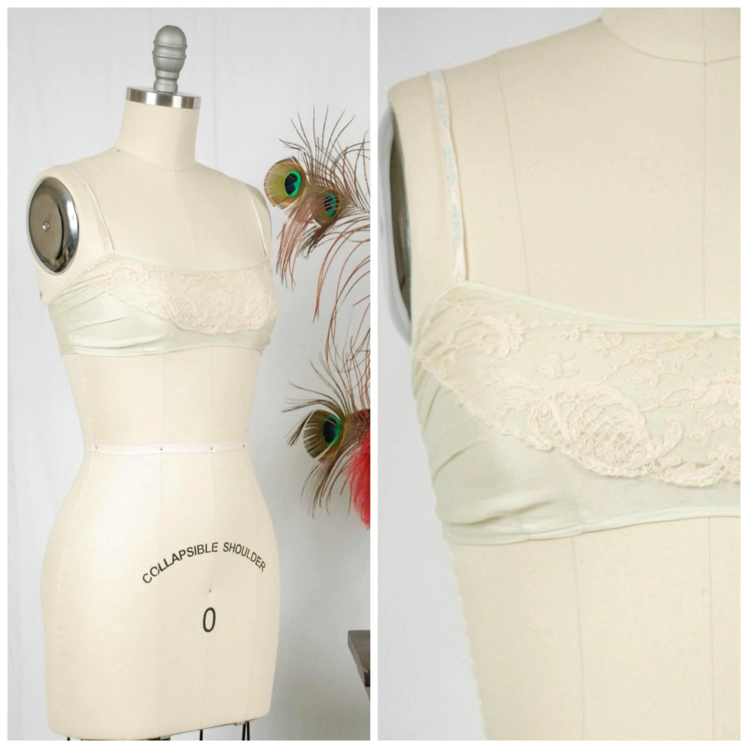 Vintage 1920s Bra Ultra Fine Pale Green Silk 20s Fab Gabs Seattle, WA