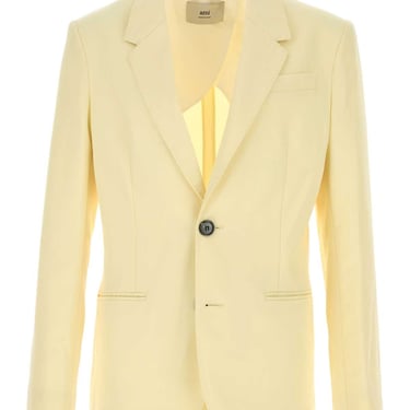 Ami Men Pastel Yellow Wool Blazer