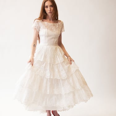 1950s Eyelet Wedding Dress 