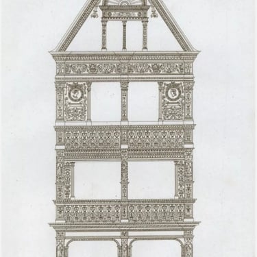 French Architectural Engraving, c. 1825, in Black Frame