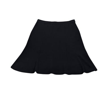 St John - Black Wool Blend Ruffled Hem Skirt Sz 16