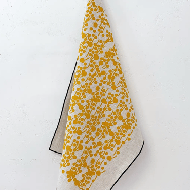 Erin Flett | Gold Berries Oatmeal Linen Tea Towel