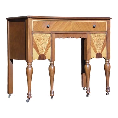 Vintage Art Deco Kneehole Writing Desk Dressing Table Vanity