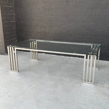 Chrome and Glass Post Modern Coffee Table