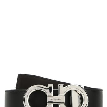 Salvatore Ferragamo Men Black Leather Reversible Belt