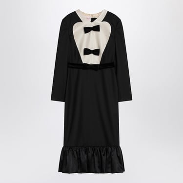 Valentino Black Midi Wool Dress With Bows Women