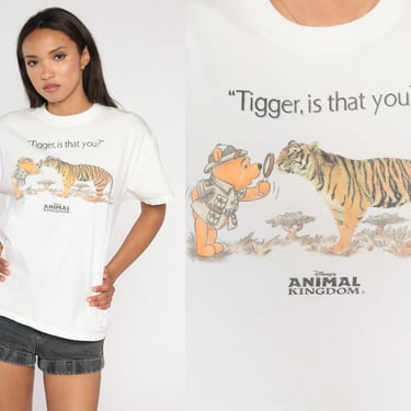 Disney's Animal Kingdom T-Shirt Y2K Winnie The Pooh Shirt Tigger is That You Tiger Graphic Tee Cartoon Tshirt Vintage 00s Medium Large 
