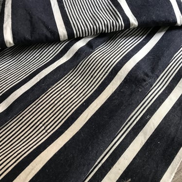 French Stripe Ticking, Dark Indigo Blue, Upholstery Sewing Projects, Historical French Fabric Textiles 